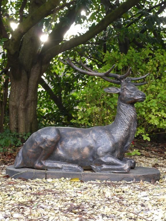 Laying Stag Garden Sculpture