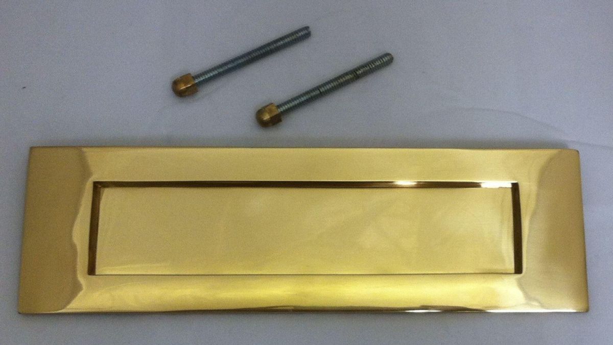 High Quality Polished Brass Victorian Letter Plate - 25cm High Quality Polished Brass Victorian Letter Plate - 25cm