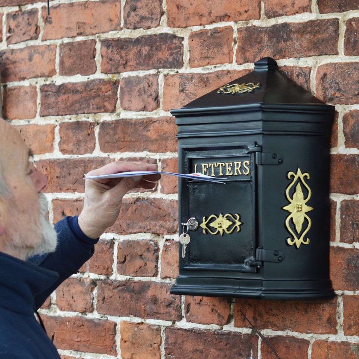 Bantock post box mounted on wall