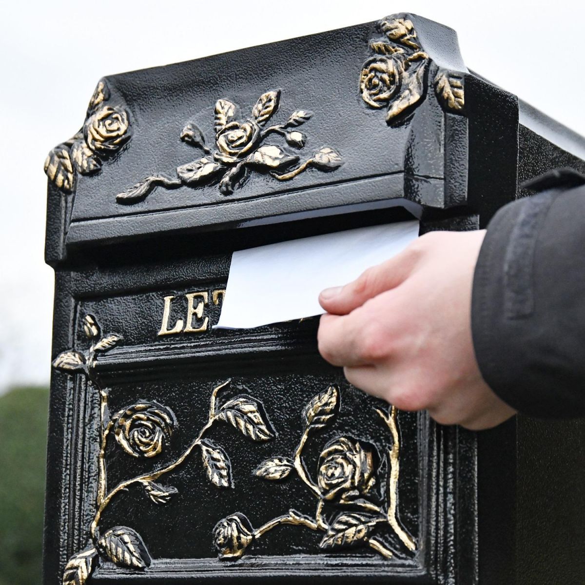 View of aperture on "Balmoral Rosette" Post Box 