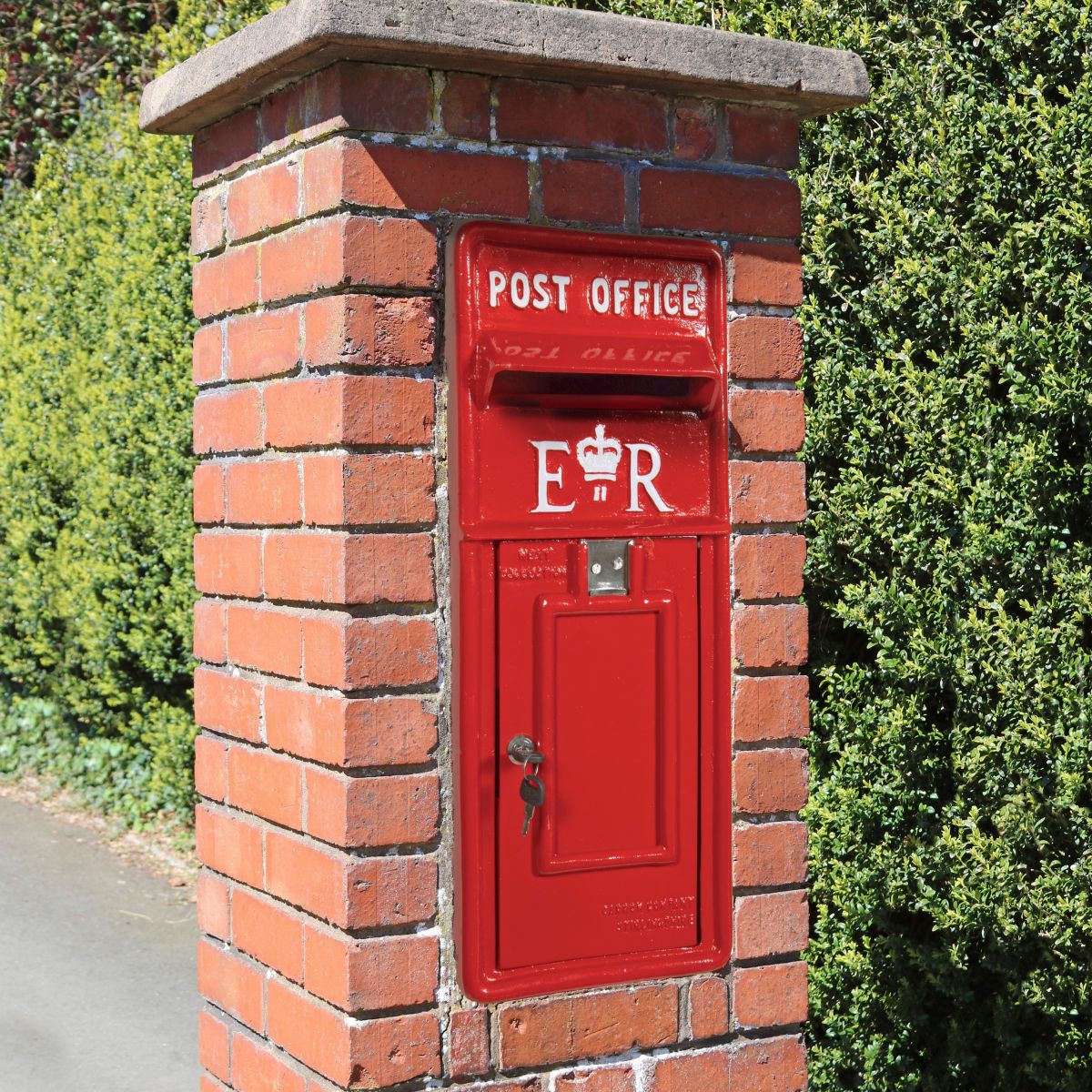 Red ER Post box front