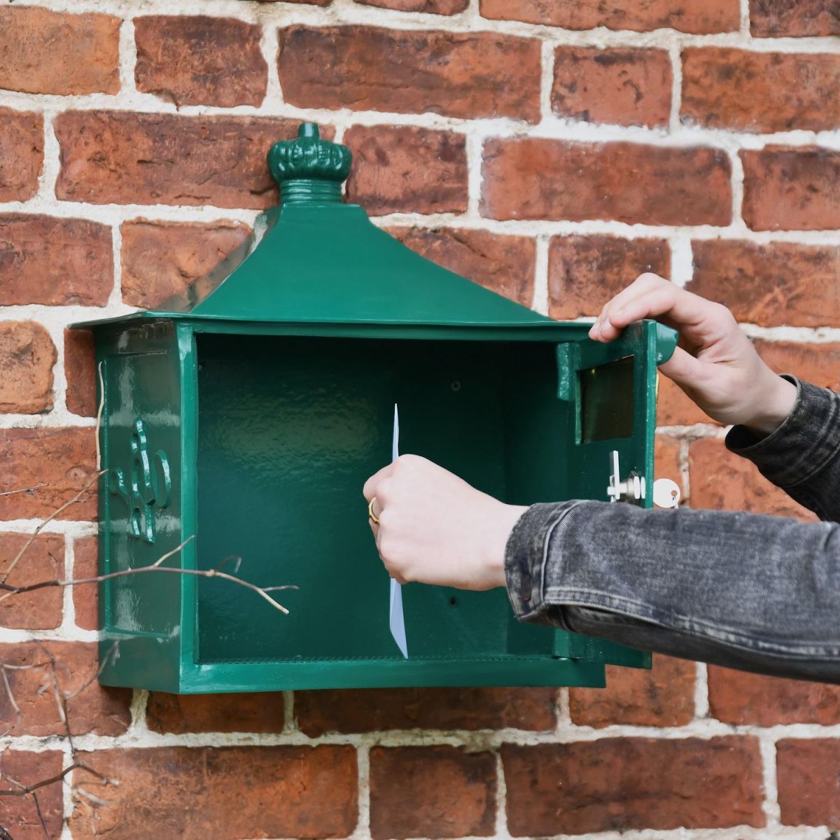 Door Open on Green "The Suffolk" Post Box  Door Open on Green "The Suffolk" Post Box