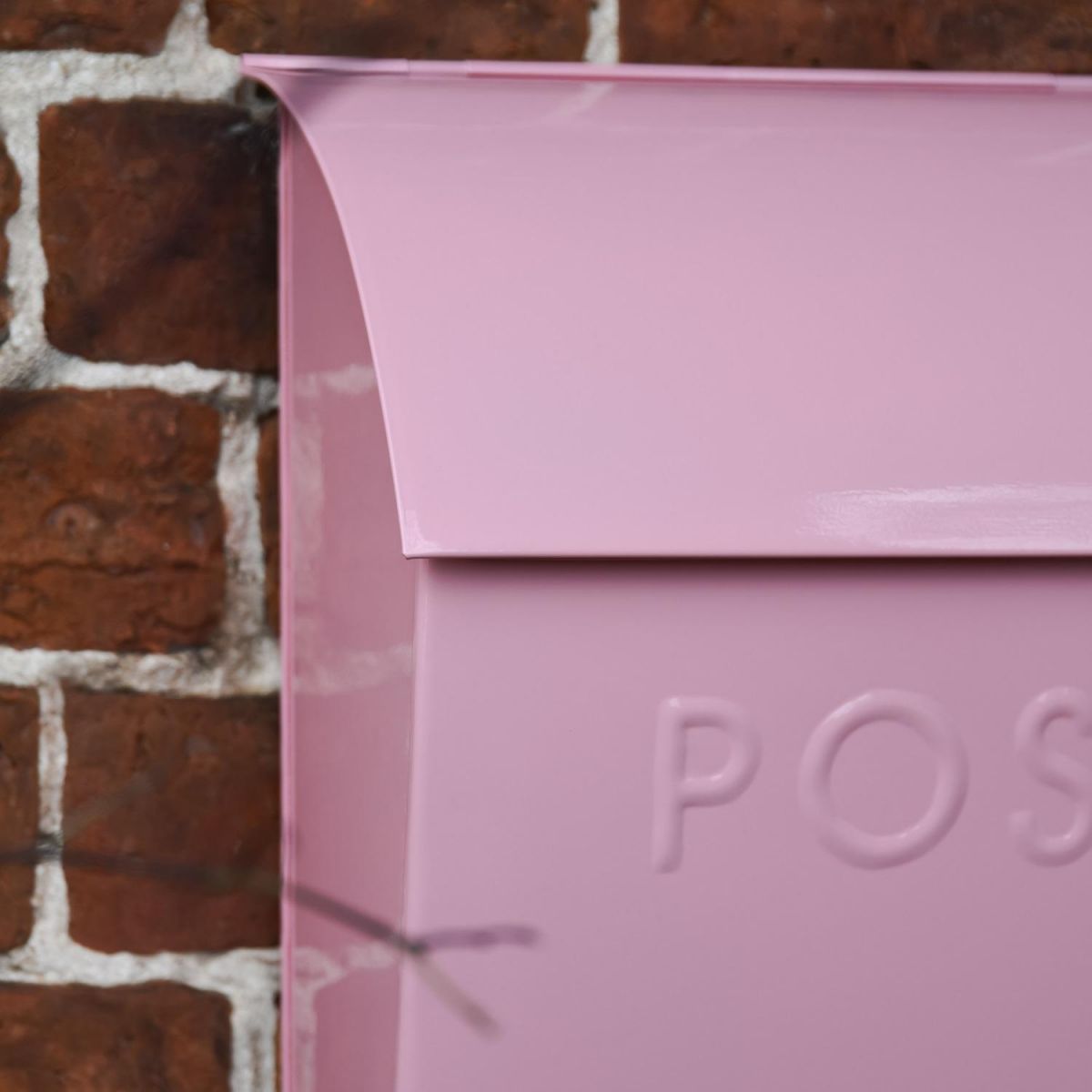 “Rose Mist” Light Pink Contemporary Post Box with Lock 