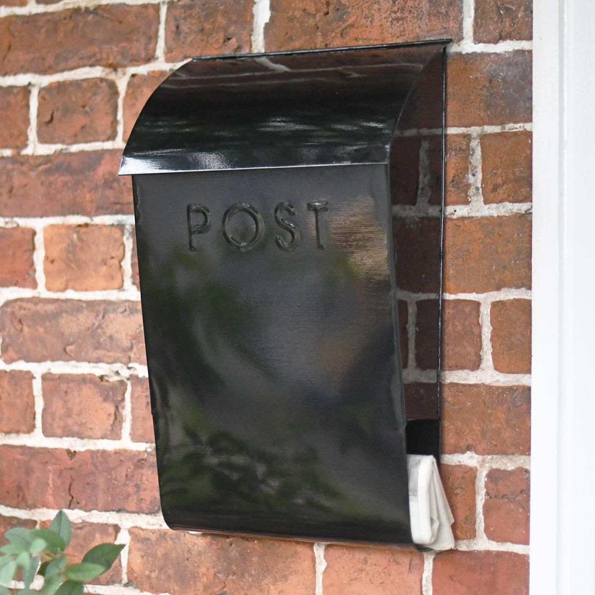 Black wall mounted contemporary newspaper & post box