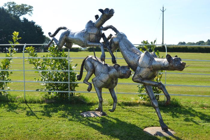 "Jabari" Leaping Cheetah Wrought Iron Sculpture