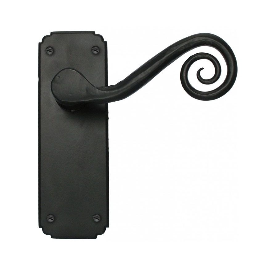 Monkey Tail Lever Handle Set Finished In A Smooth Black