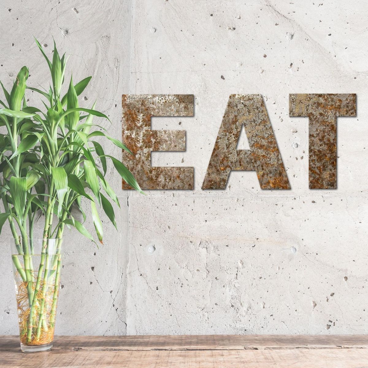 "EAT" in Rustic Metal finish  "EAT" in Rustic Metal finish