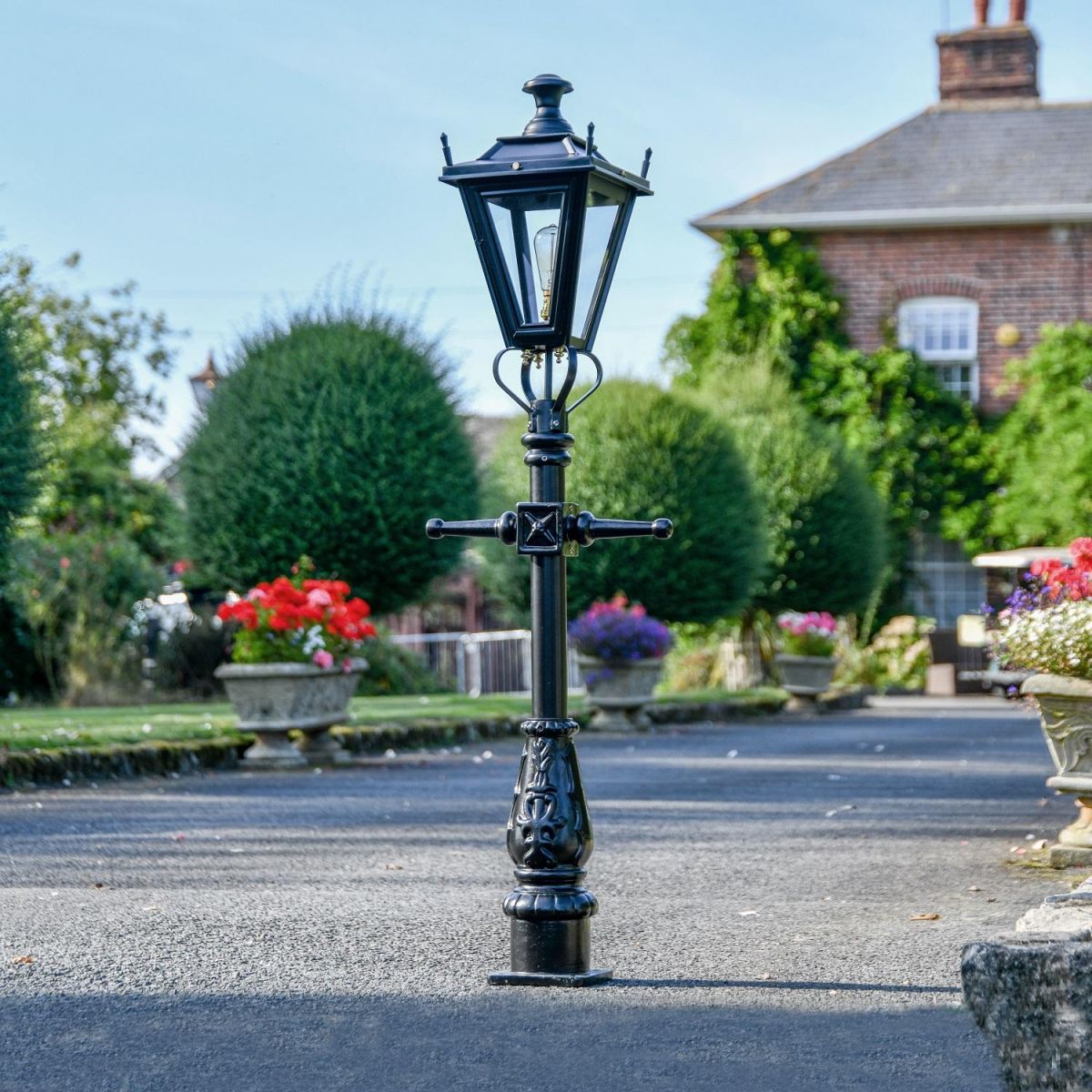 Black Dorchester Miniature Lamp Post - 1.5m in Situ Black Dorchester Miniature Lamp Post - 1.5m in Situ