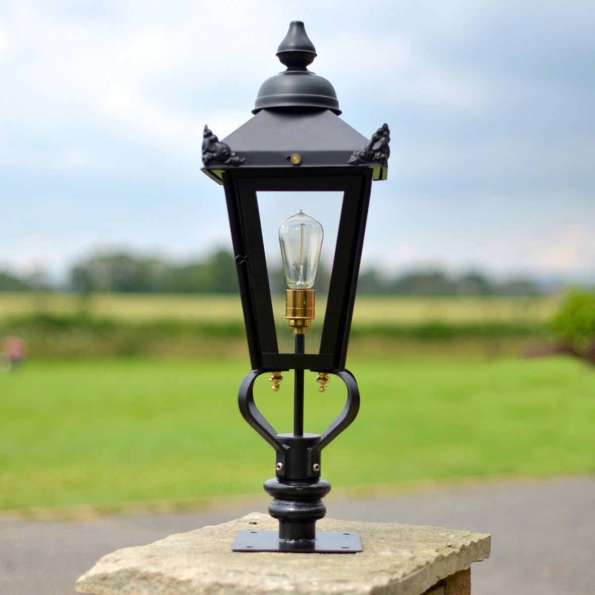 Victorian Pillar Light and Lantern Set in Situ
