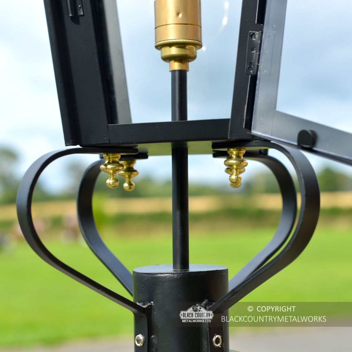 Close-up of the Lantern"s Frog Collar and Brass Fixings