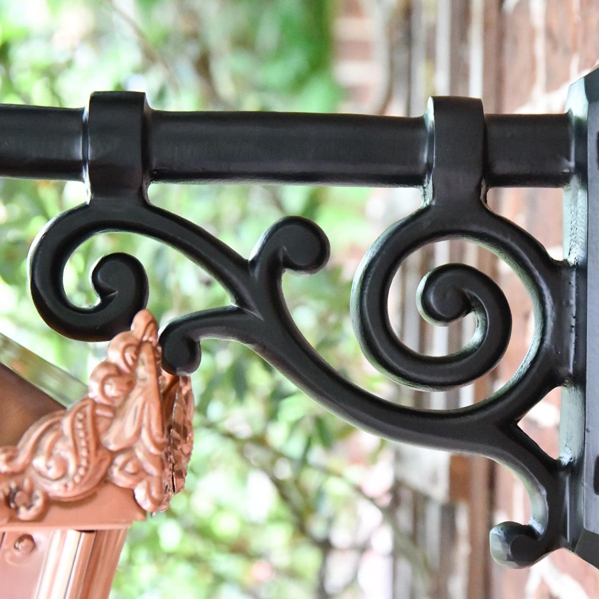 Close up of decorative wall mounting bracket 