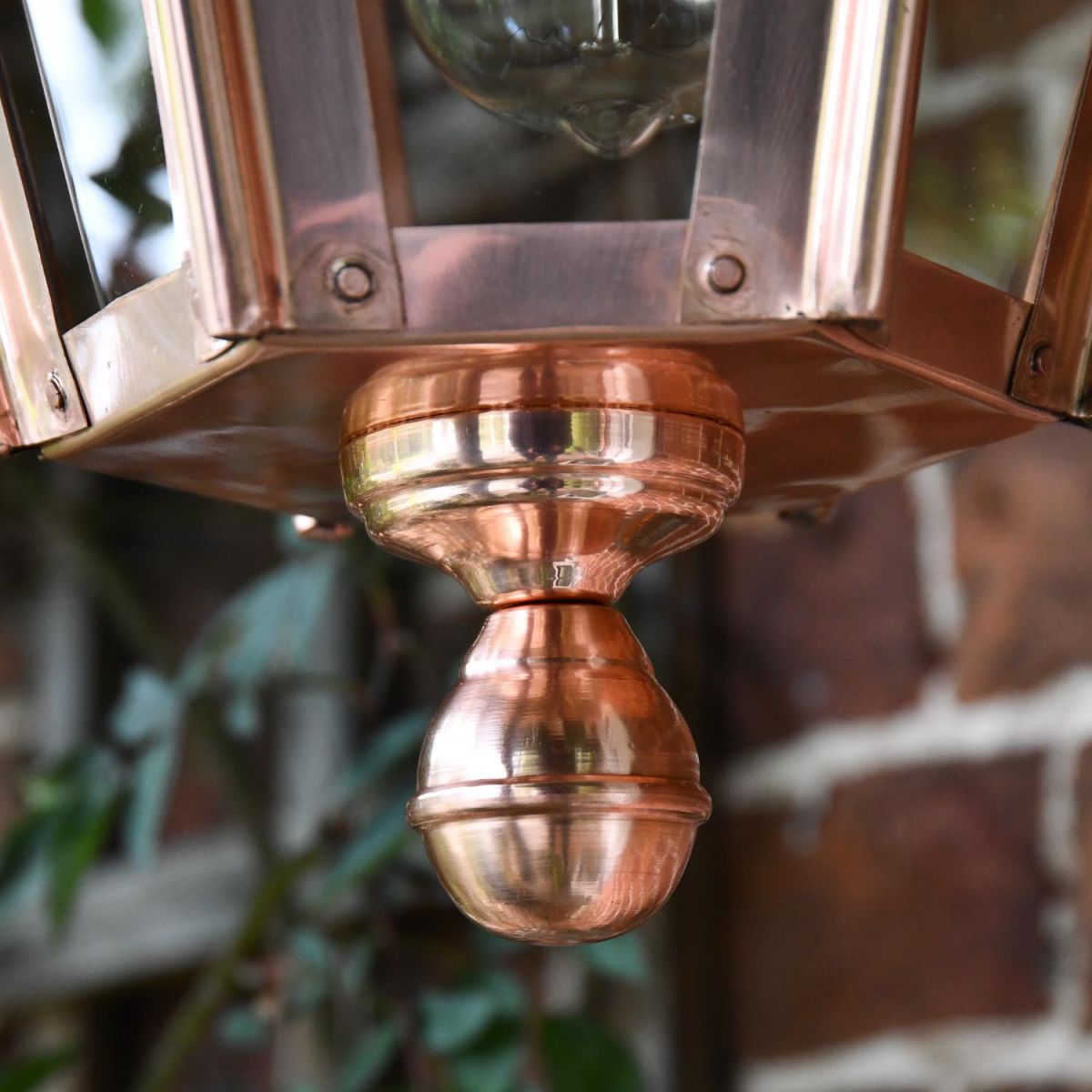Close up of bottom copper finial 