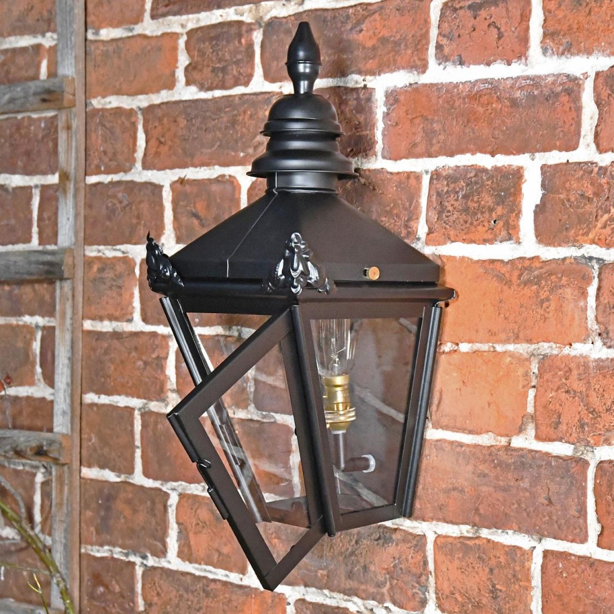 Harrogate Black Wall Lantern in Situ 