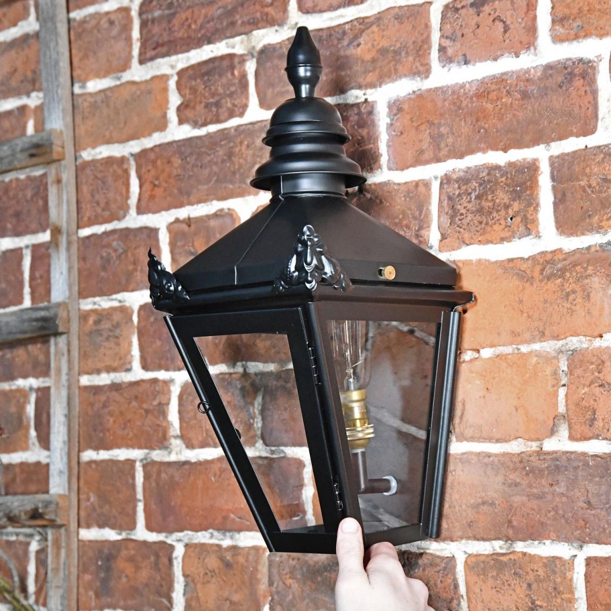 Harrogate Black Wall Lantern in full 