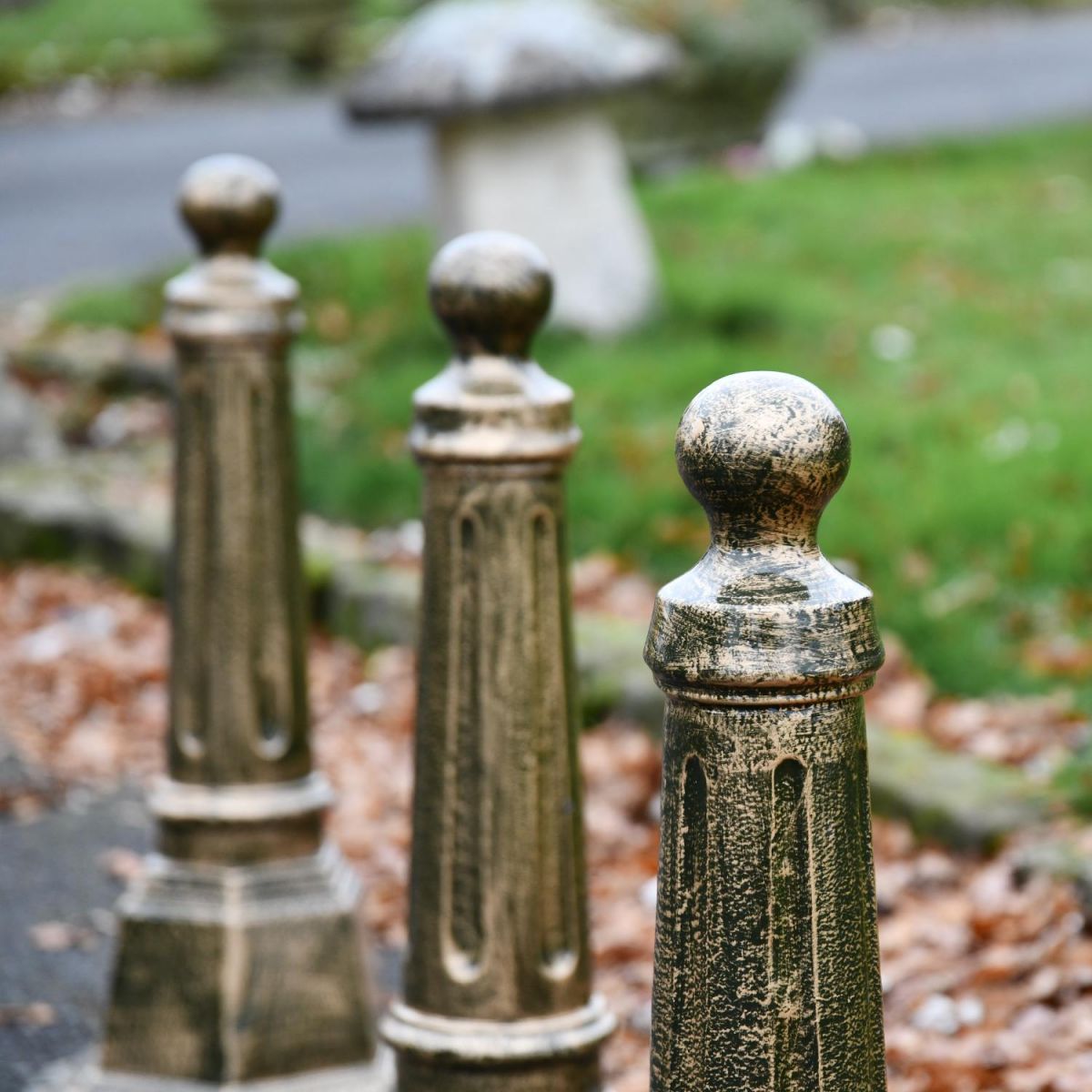 Close up of Bollard Ball Tops  Close up of Bollard Ball Tops