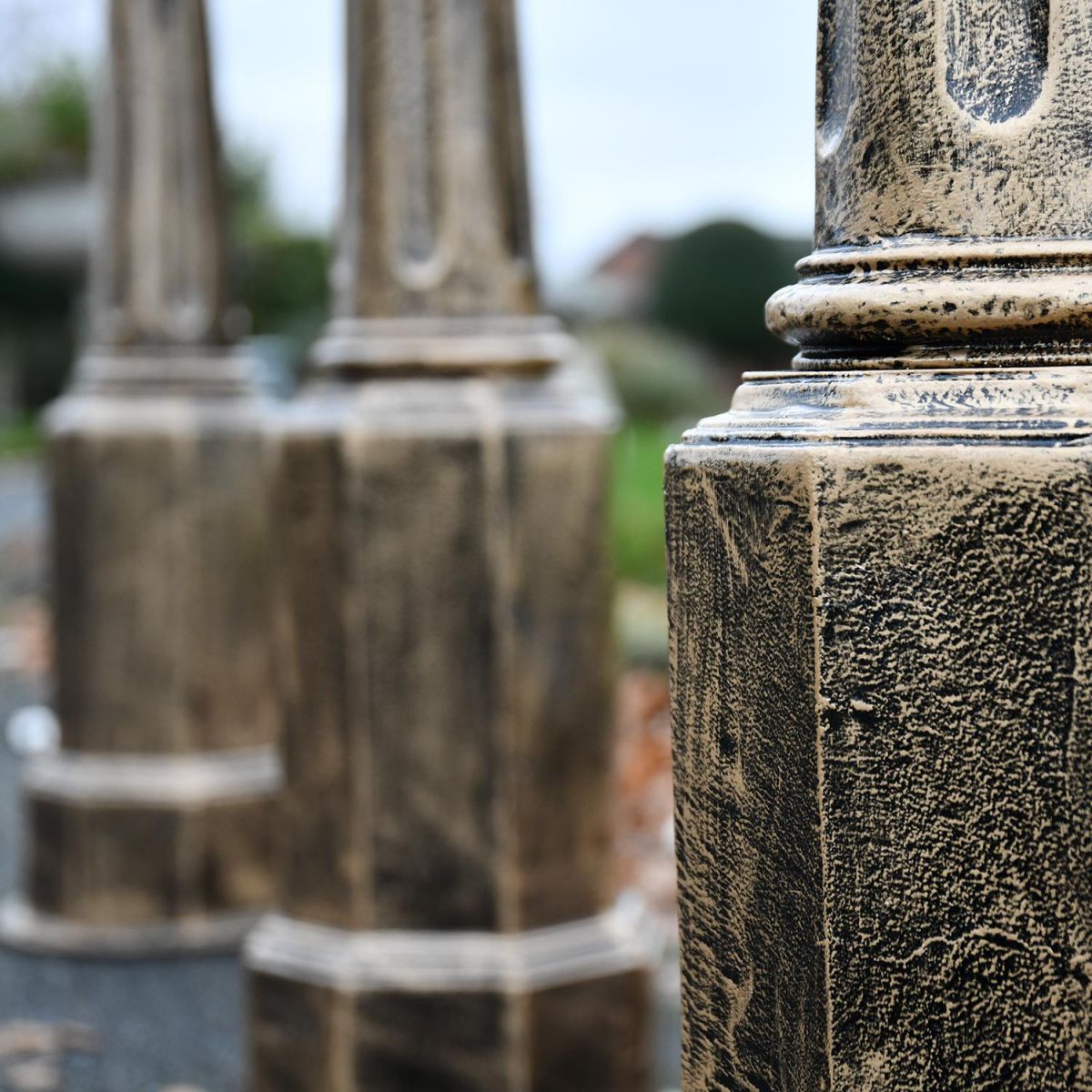 Close up of layered bollard base