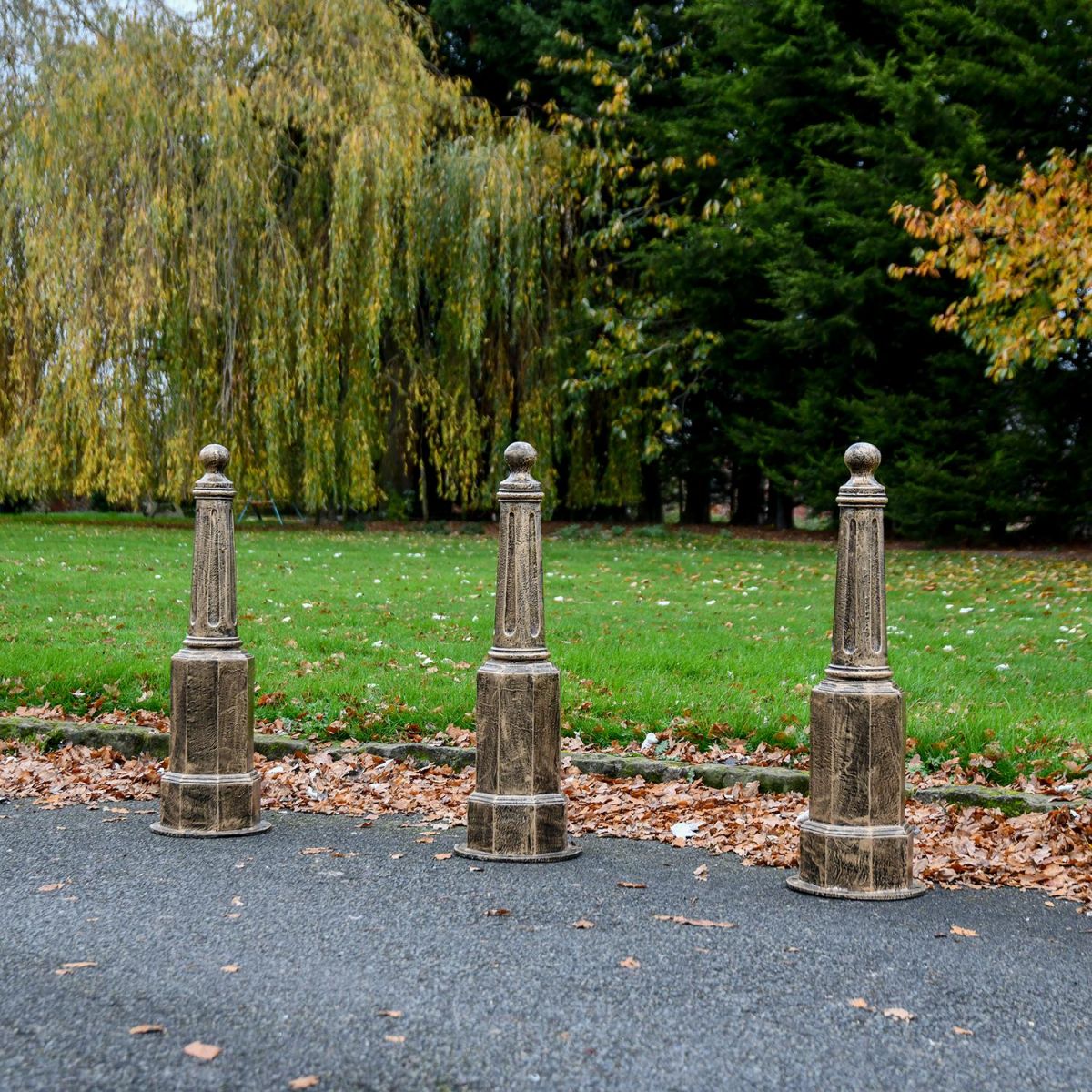 Antique Gold Aluminium Bollards in Situ 