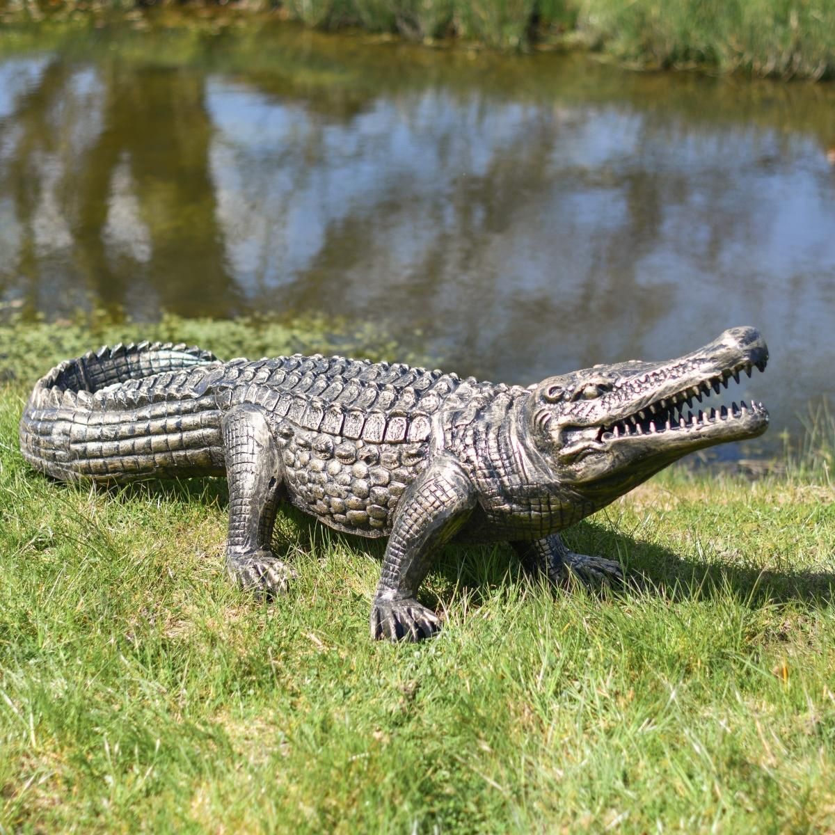 Life-Size Cast Aluminium Crocodile Garden Sculpture