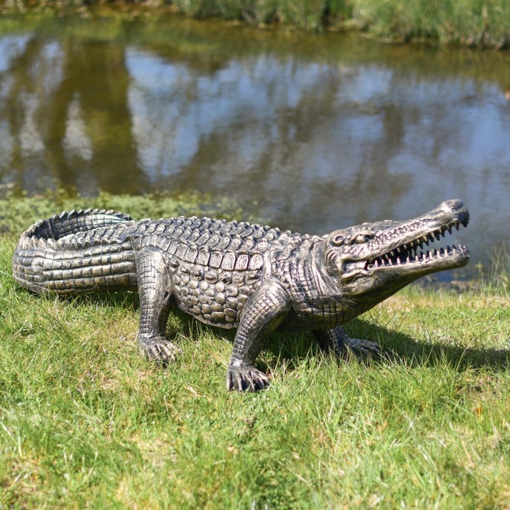Life-Size Cast Aluminium Crocodile Garden Sculpture