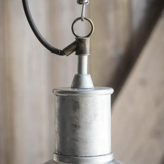Galvanised Steel Outdoor Pendant Hanging Light Close Up