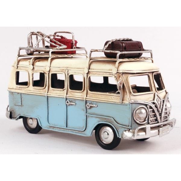 Light Blue VW Camper Van Scale Model