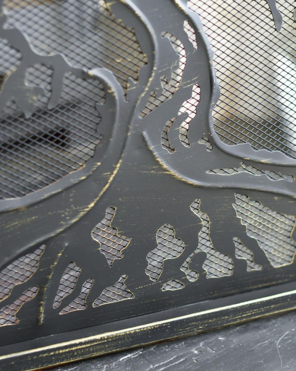 Close Up Of "Lignum Vitae" Brushed Gold Fire Guard Texture Close Up Of "Lignum Vitae" Brushed Gold Fire Guard Texture