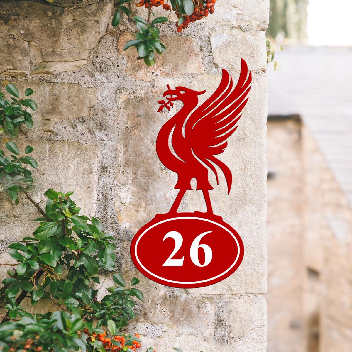 Bespoke Liver Bird Iron House Number Sign in Situ