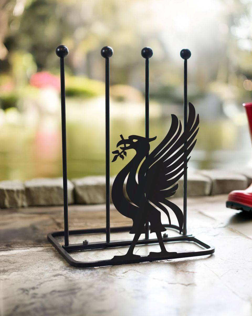 Liver bird boot rack kept outside Liver bird boot rack kept outside