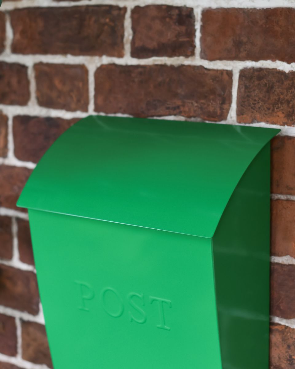Top Of The Lockable Green Billingham Wall Mounted Post Box