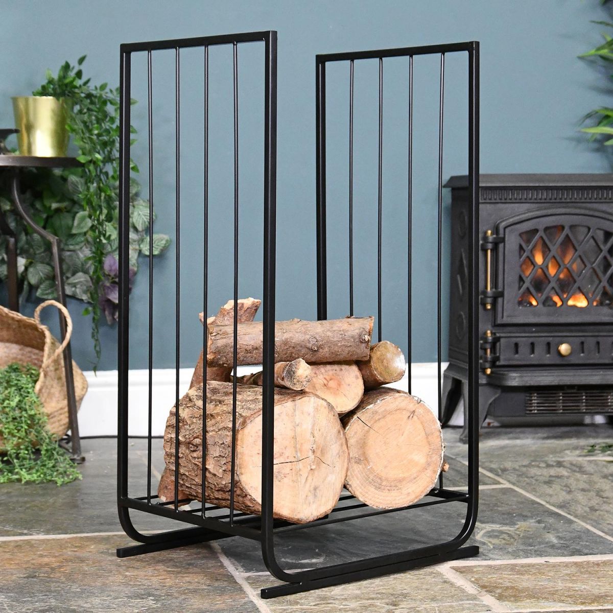 Long Contemporary Log Holder in Situ