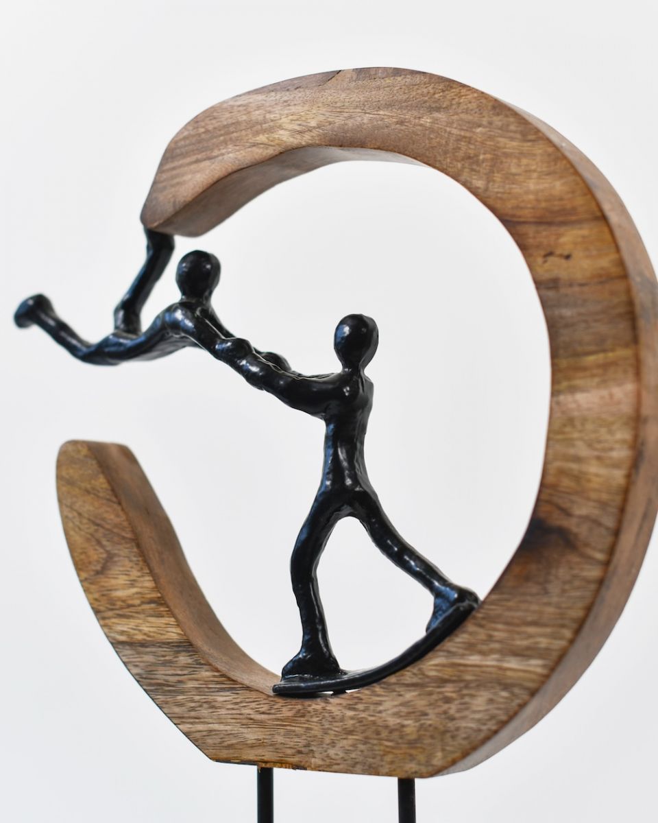 Angled close up of home decor art sculpture