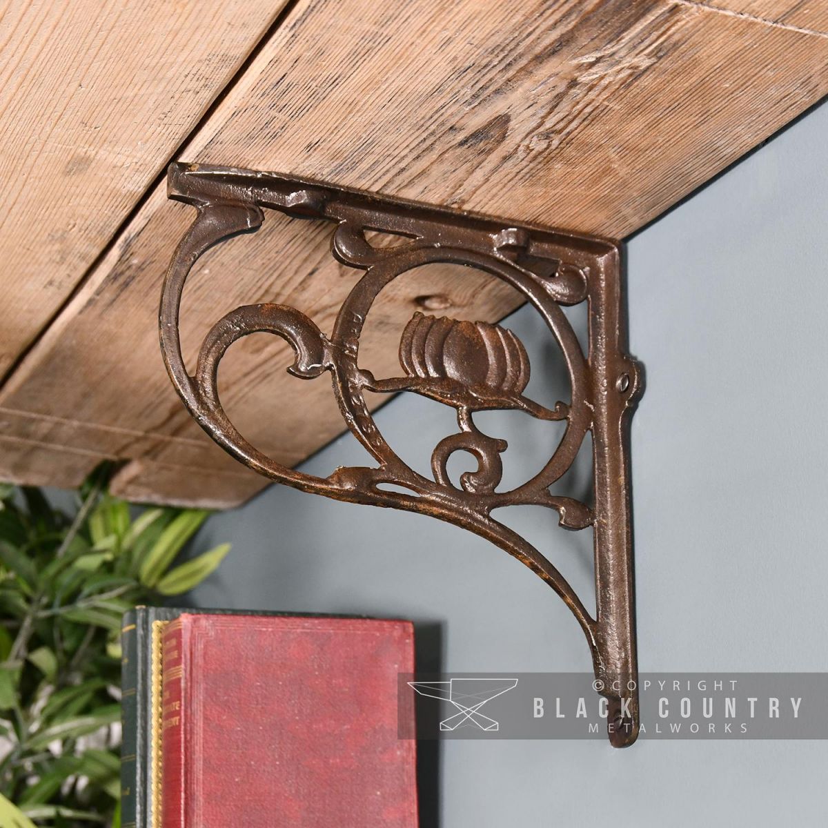 Iron "Lotus Flower" Shelf Bracket in Situ