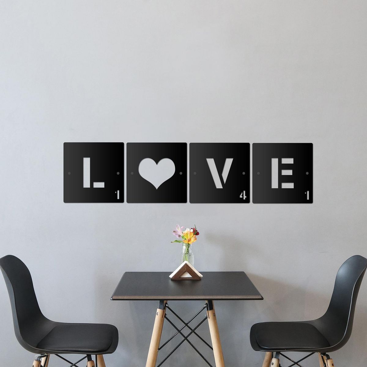"LOVE" Scrabble Square Letters in Use in the Dining Room