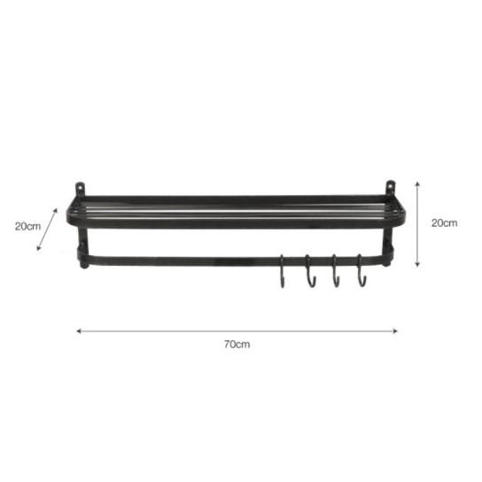 Black Steel Luggage Rack & Hook Rail Measurements