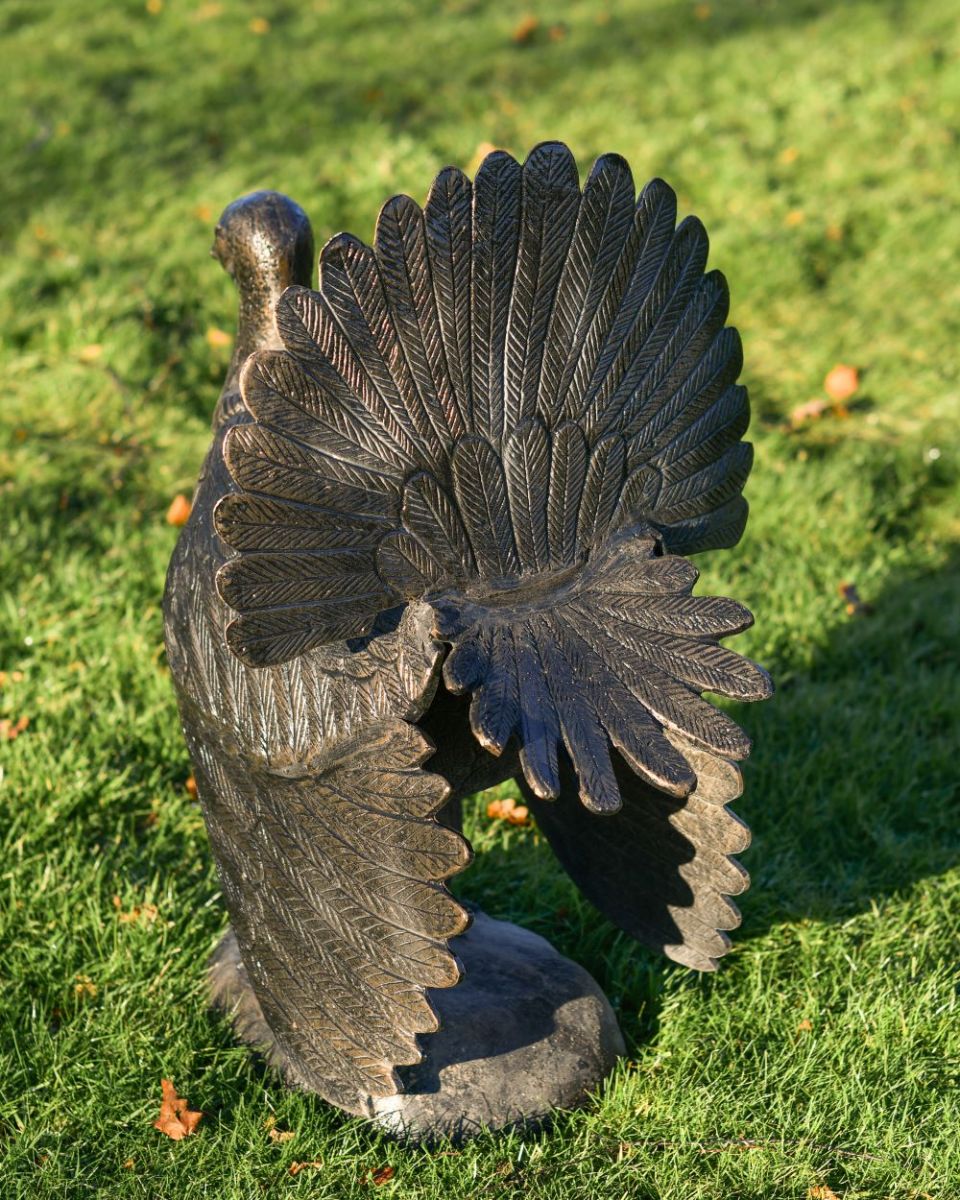 Close up of Bronze "Lurkey" Turkey Flower Planter tail