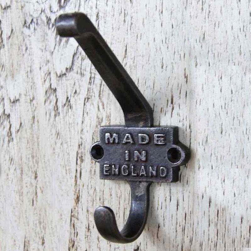 Iron Coat Hook With "Made In England" Imprinted Into The Back Plate
