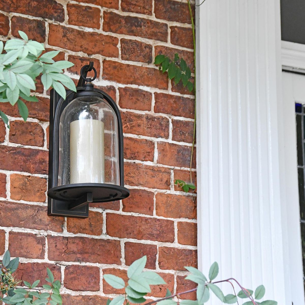 "Maine" Traditional Bronze "Candle Stye" Lantern in Situ by the Front Door