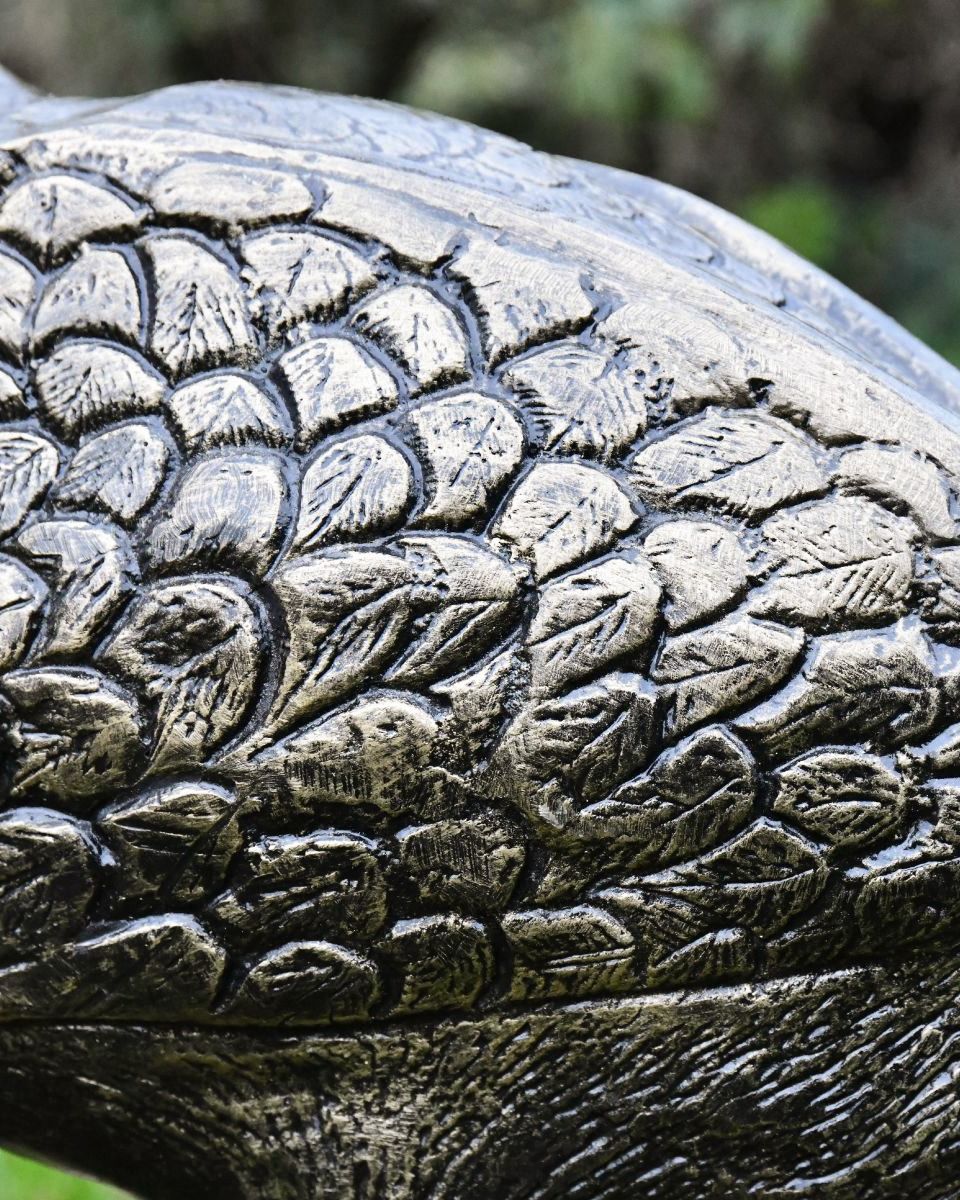 Feathered Pattern Design on the Back of the Majestic Peacock Sculpture