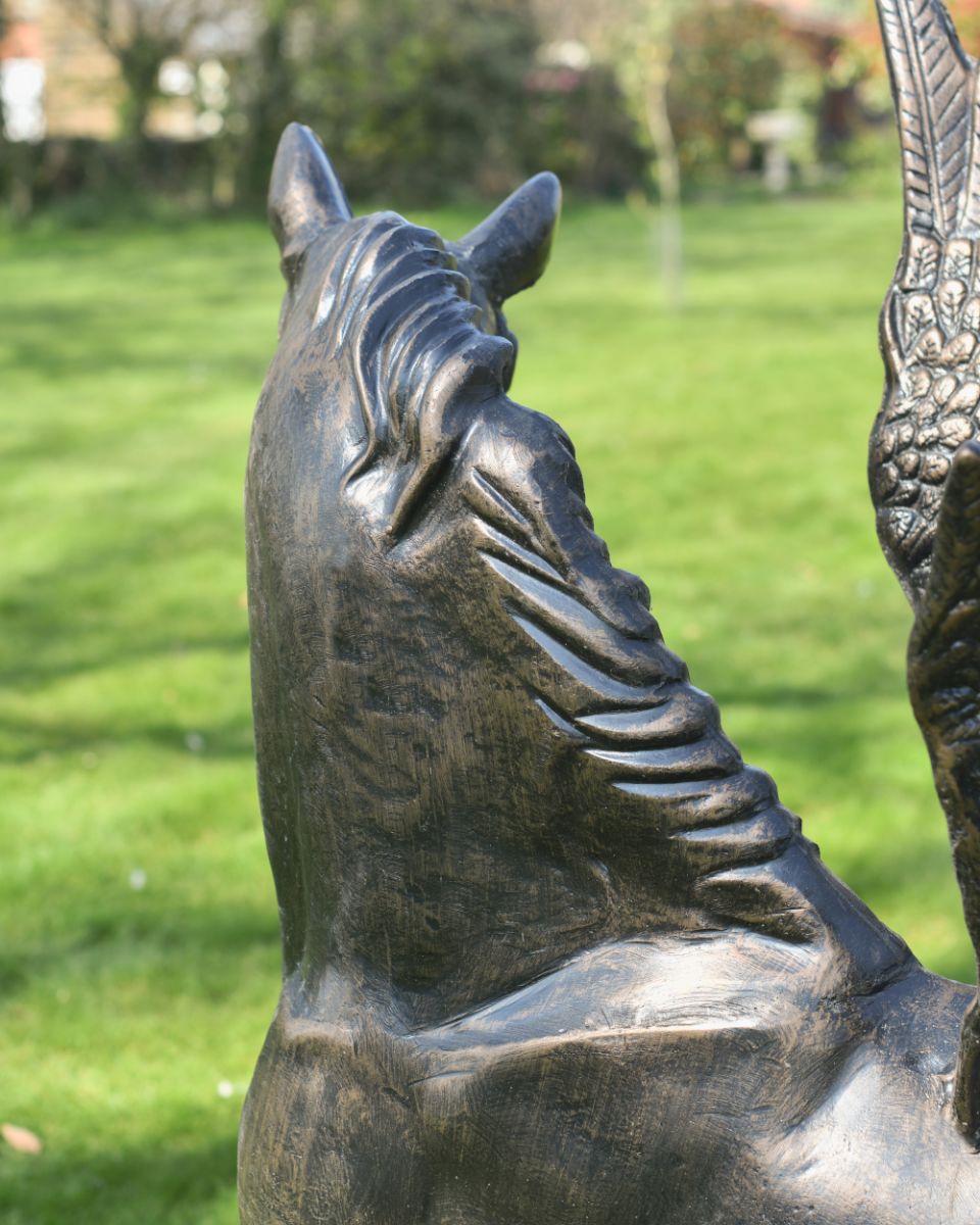 Close Up Details Of Starlite The Bronze Pegasus Sculpture