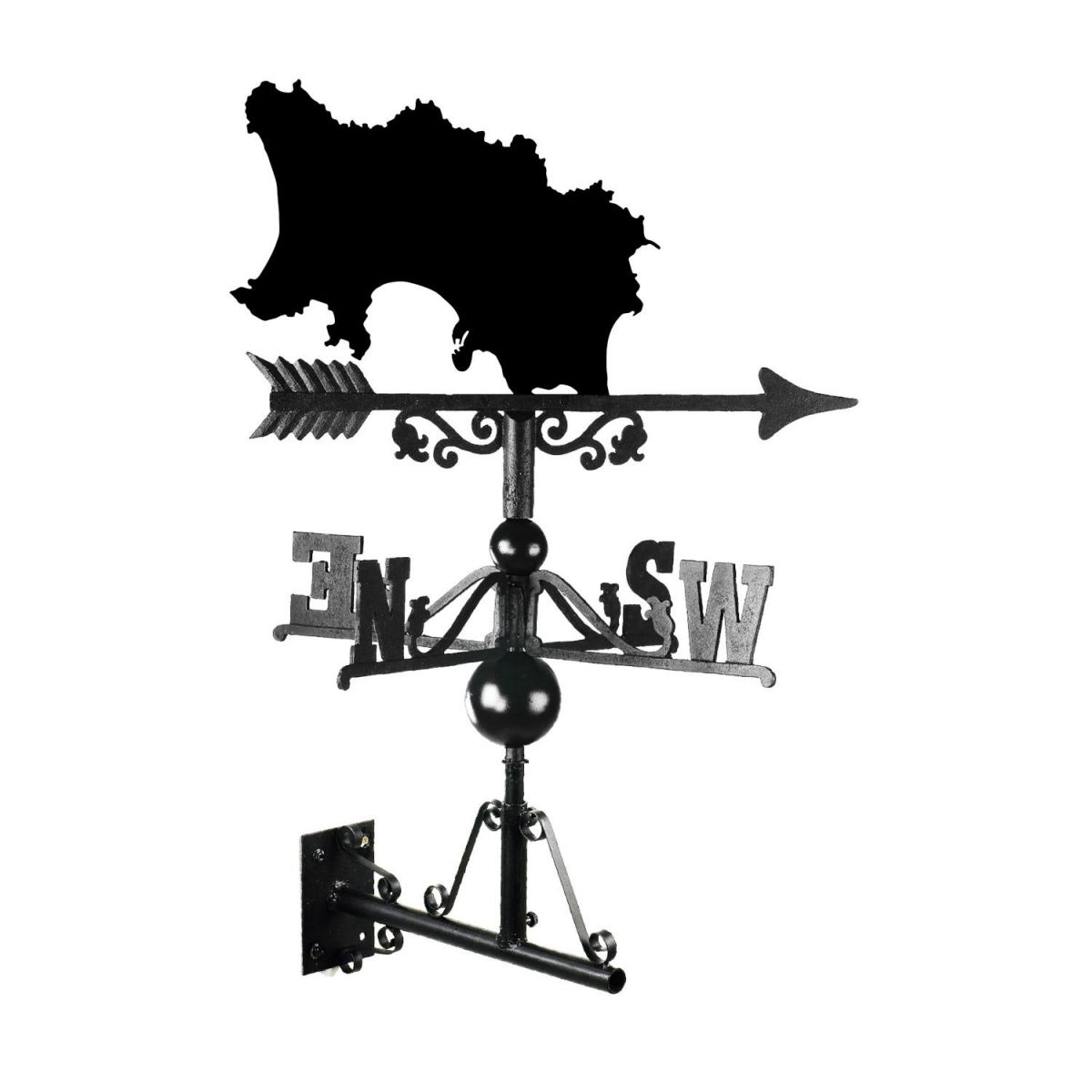 Mounted Cast Iron & Steel Map of Jersey Weathervane