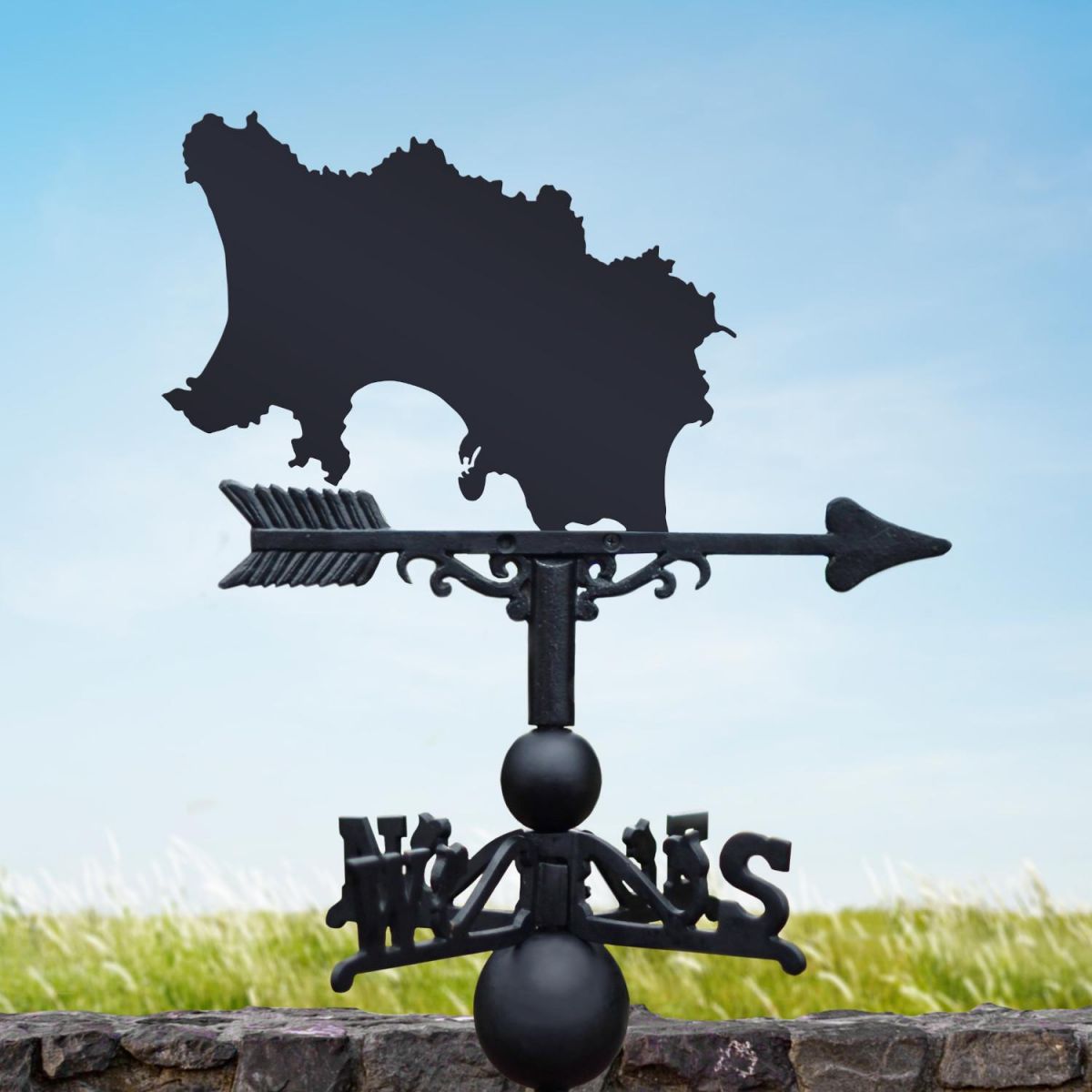 Cast Iron & Steel Map of Jersey Weathervane
