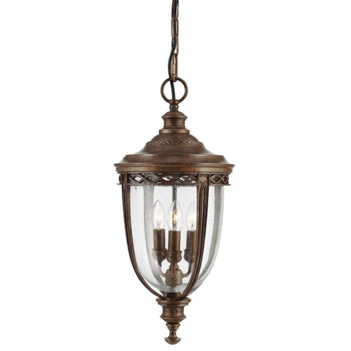 Marlow Three Bulb Traditional Hanging Chain Lantern in Bronze