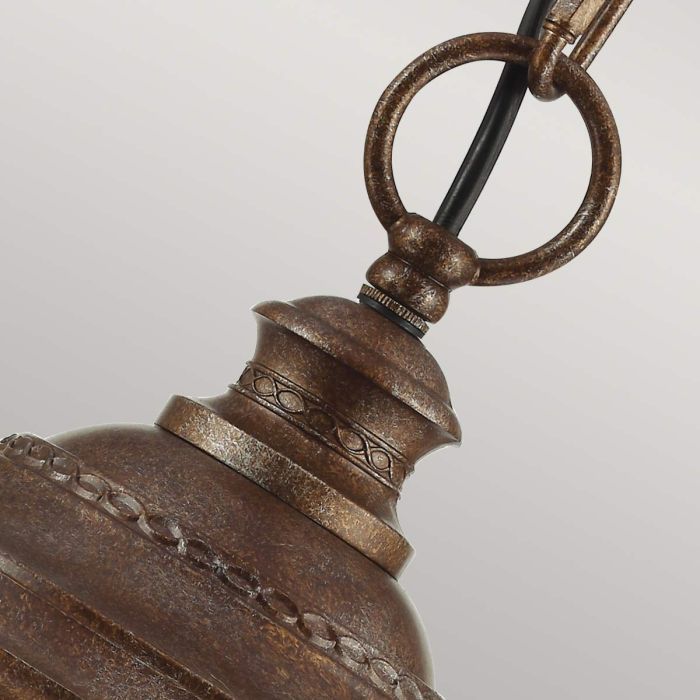 Marlow Three Bulb Traditional Hanging Chain Lantern in Bronze Chain