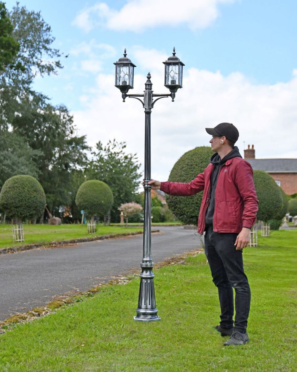 Antique Silver Double Headed Lamp Post to Scale