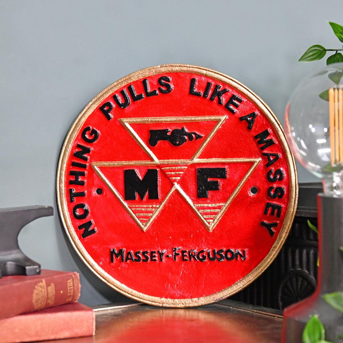 "Massey Ferguson" Cast Iron Automobilia Reproduction Sign in Situ