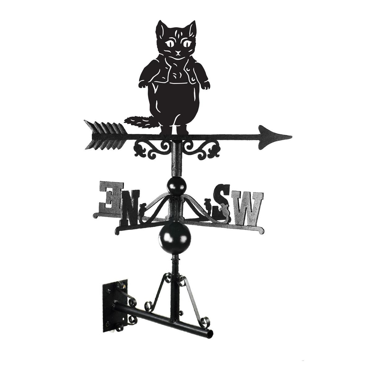 Black Master Tom Kitten Weathervane on white background  Black Master Tom Kitten Weathervane on white background