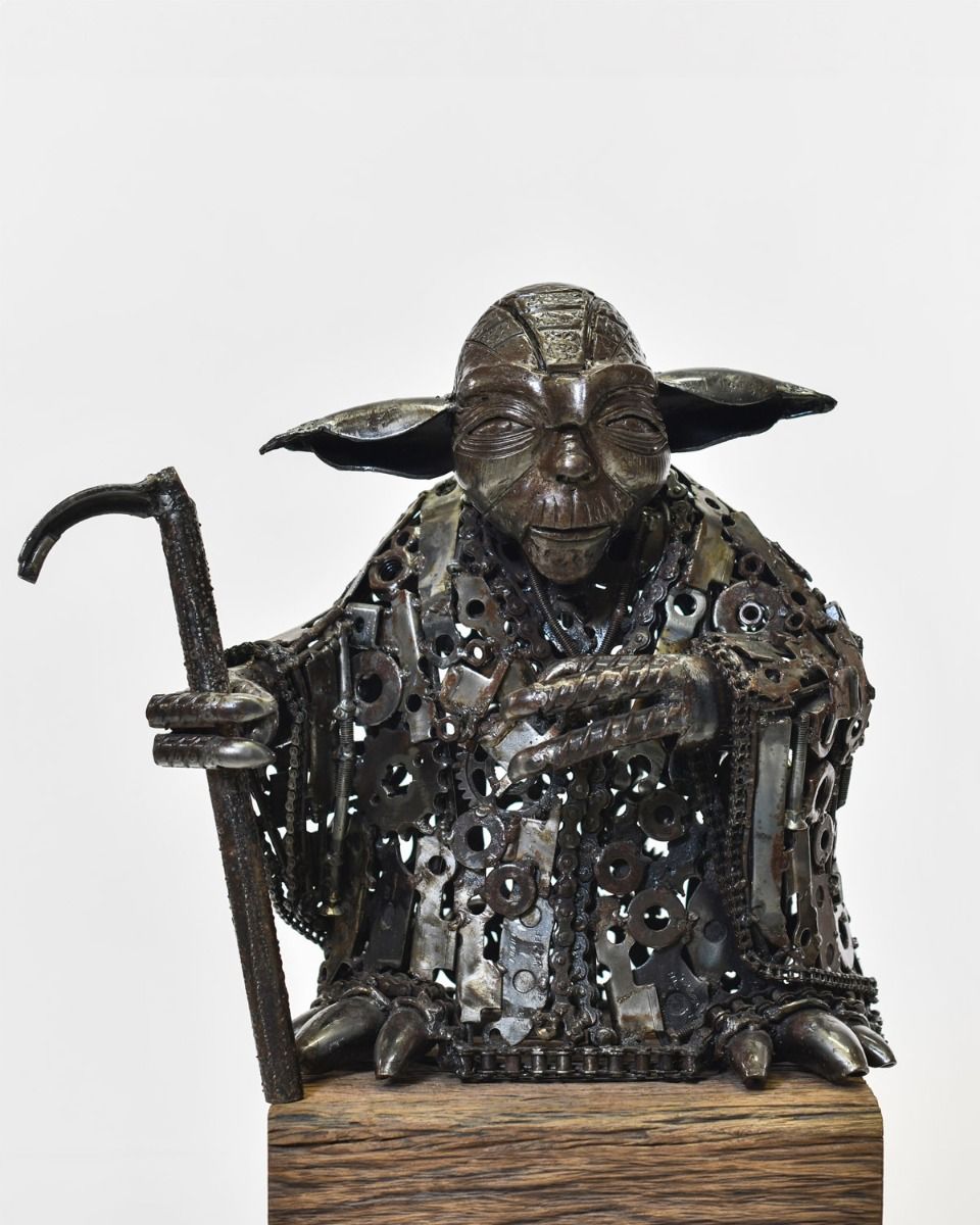 Metal Parts Humanoid Alien Sculpture 