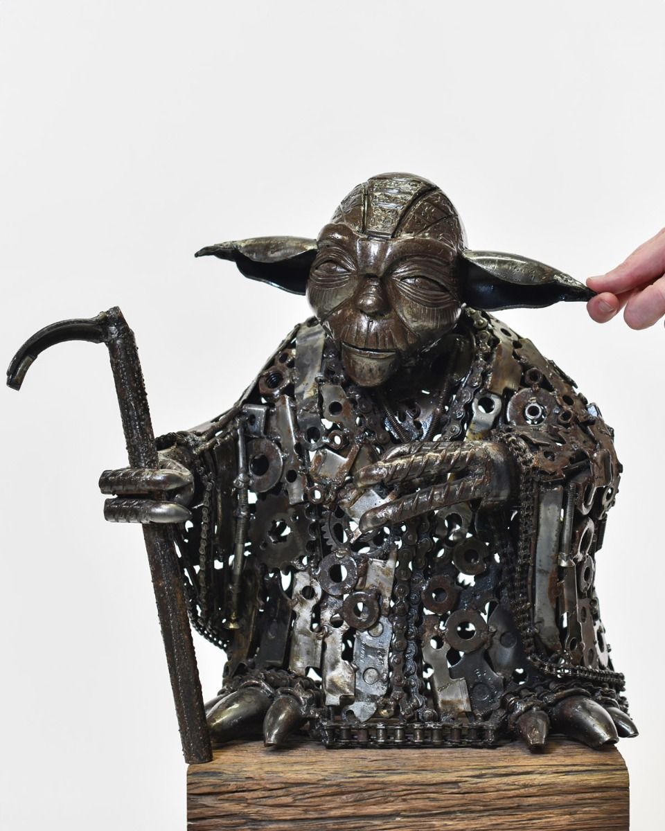 Metal Parts Humanoid Alien Sculpture 