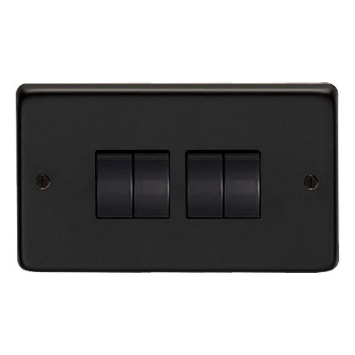 10 Amp Quad Switch Light Switch Finished in a Matt Black  10 Amp Quad Switch Light Switch Finished in a Matt Black
