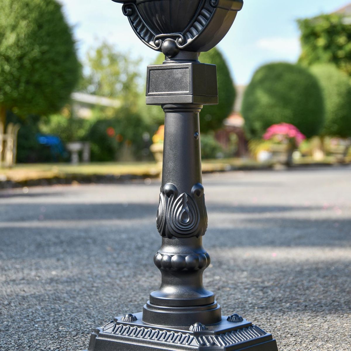 Ornate Stand on the Matt Black Freestanding Huntingdon Post Box